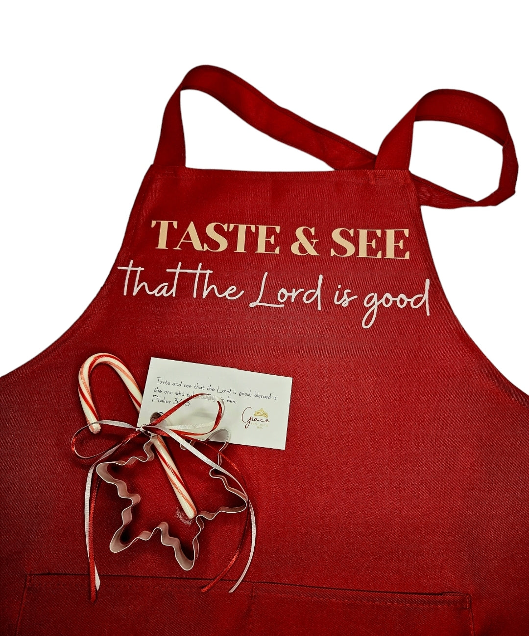 Christmas Apron Gift Set Taste & See That The Lord Is Good Grace