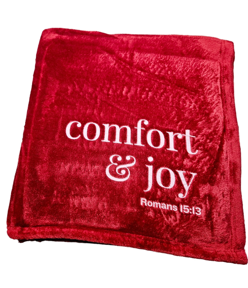 Comfort & Joy Fleece throw Blanket Red
